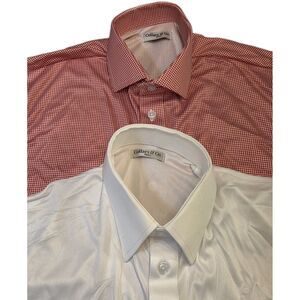 NWOT Collars & Co Men’s Small Shirt Bundle Red Houndstooth + Solid White Polo